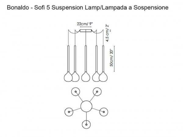Sofi Bonaldo Suspension 5 Luces Ficha Tecnica