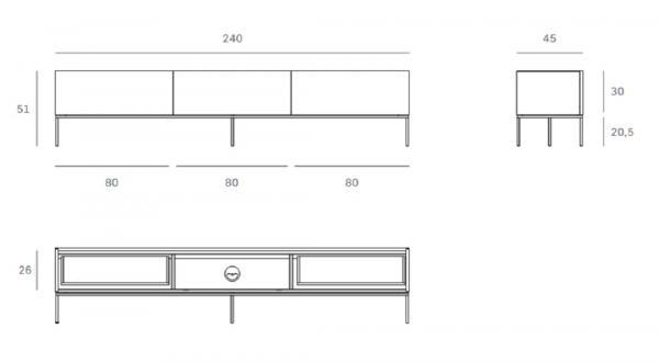 Tabwa Mueble Tv Teca Ethnicraft Ficha Medida 240