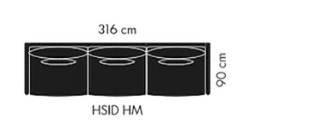 Costura 3 asientos 316 cm
